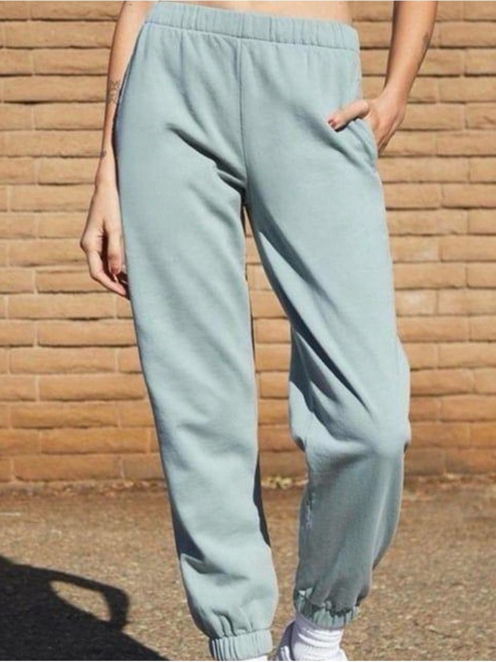 Light Green Sweatpants with Elastic waist Band